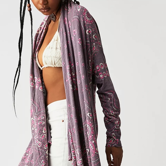 New magnolia pearl stargazer cardi purple pink bandana cardigan OS Karesa ithaca - Picture 11 of 16